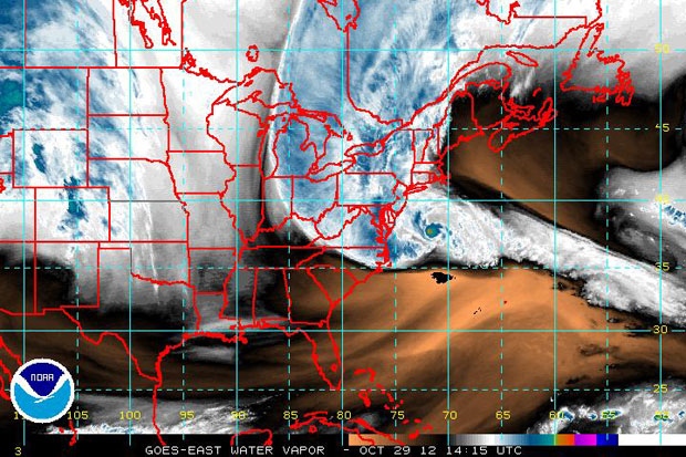 Water vapour image- Hurricane Sandy