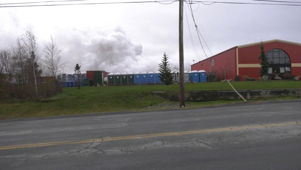 Fulton says crews took a defensive approach while RCMP blocked off the site of the fire, noting local residents were encouraged to evacuate by RCMP to avoid inhaling toxic smoke. (PHOTO: Sarah Plowman/CTV Atlantic)