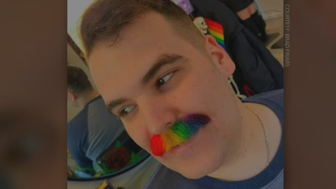 In support of Movember, Brad Friars' initial goal was a promise to dye his moustache rainbow coloured, if he reached $1,000 in donations. (Courtesy: Brad Friars)