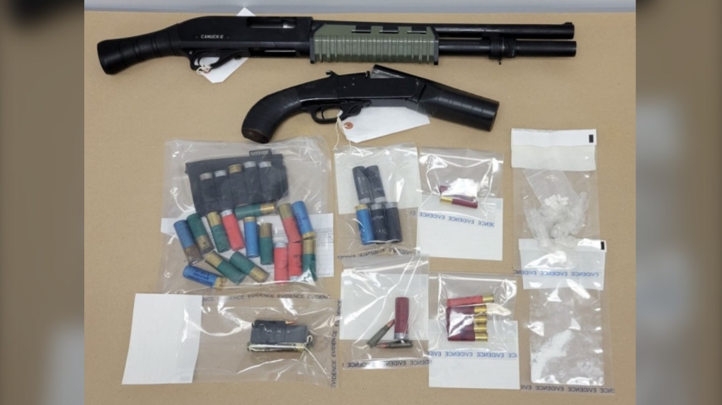 Throughout the search, two unsecured firearms -- including one that was prohibited, ammunition, and an amount of what police believe to be methamphetamine and cocaine were seized. (Source: RCMP)