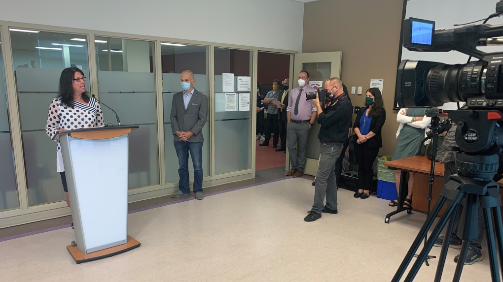 Michelle Thompson, Nova Scotia’s minister of health and wellness, makes a funding announcement in Halifax on Aug. 9, 2022. (Mike Lamb/CTV) 