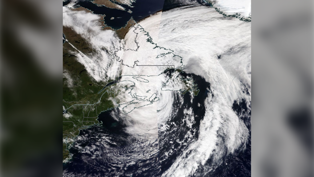 A satellite image of Fiona from Saturday. After becoming post-tropical the severe storm resembles a winter time nor’easter.”