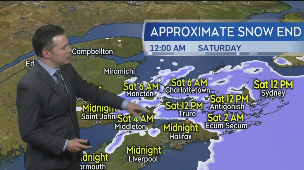 Meteorologist tracks snowfall in the Maritimes