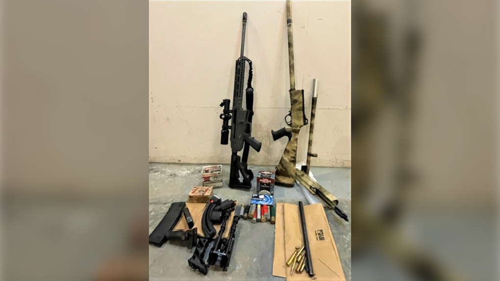 The guns, ammunition and firearm accessories the RCMP says were seized at a home in River John, N.S. (Source: RCMP)  