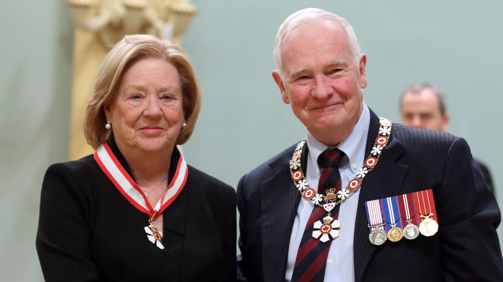 Margaret McCain shakes hands with Governor General David Johnston as she was invested as Companion to the Order of Canada at a ceremony at Rideau Hall the official residence of the Governor General in Ottawa, Friday November 21, 2014. Margaret Norrie McCain has donated $10 million to Mount Saint Vincent University to support teaching and research on early childhood education.THE CANADIAN PRESS/Fred Chartrand