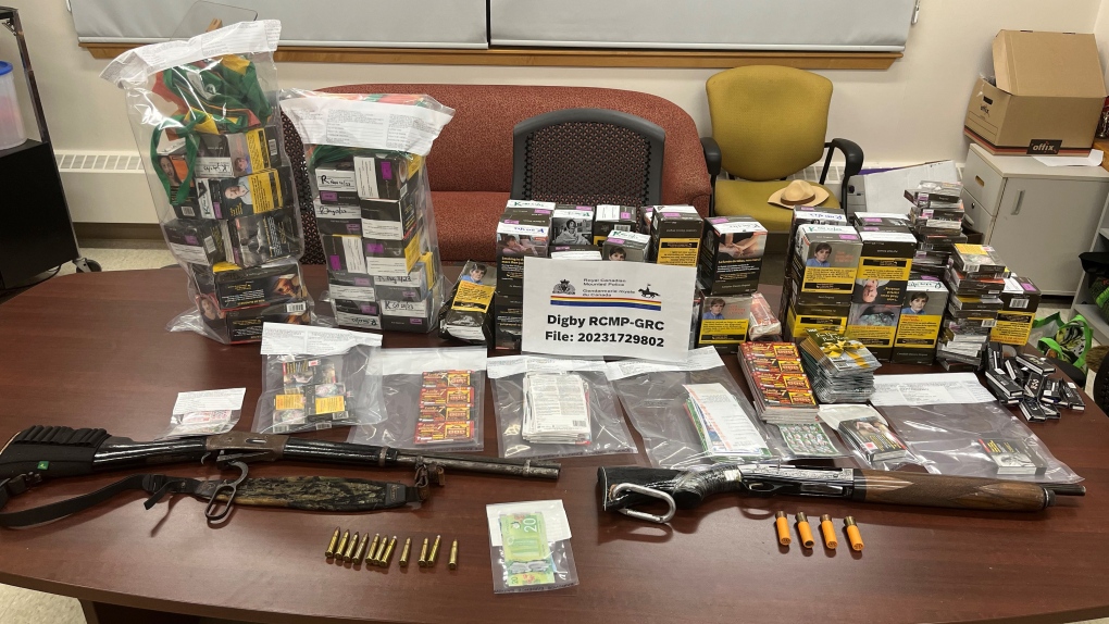 During the search, RCMP says they seized a number of items linked to the break-ins, including two loaded firearms, and a large number of lottery scratch tickets. (Photo courtesy: RCMP)