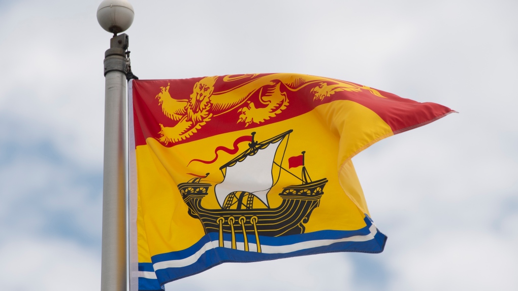 New Brunswick's provincial flag flies on a flag pole in Ottawa, Friday July 3, 2020. THE CANADIAN PRESS/Adrian Wyld