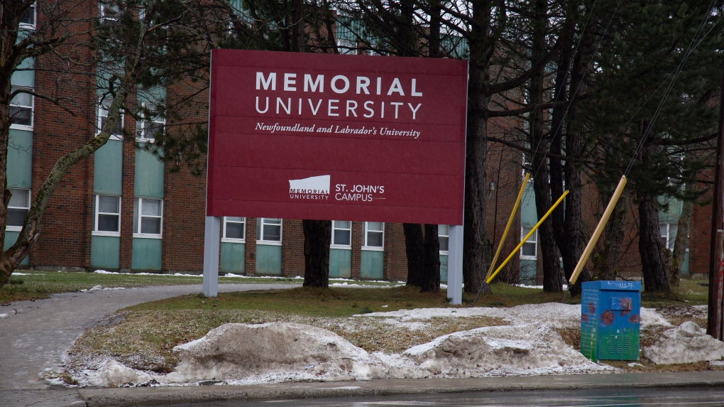 Signage for Memorial University in St. John’s is shown on Monday, January 30, 2023. THE CANADIAN PRESS/Paul Daly 