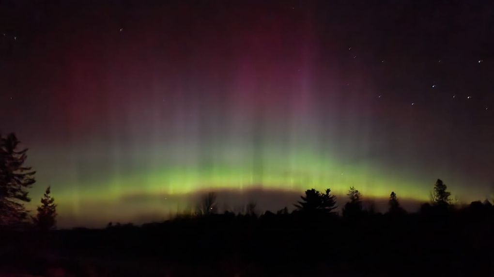 A photo of the aurora borealis courtesy of Brandy Flynn-Dolliver taken near Rawdon, N.S., on April 23, 2023.