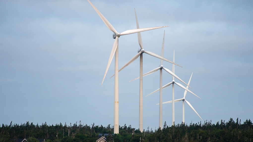 The West Pubnico Point Wind Farm is seen in Lower West Pubnico, N.S. on Monday, Aug. 9, 2021. (Courtesy: THE CANADIAN PRESS/Andrew Vaughan)