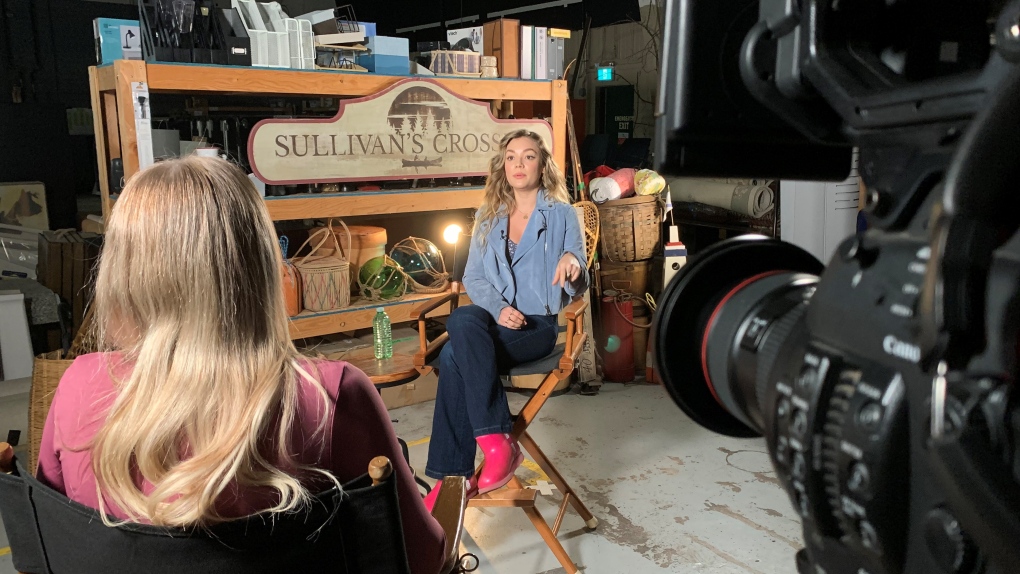CTV's Katie Kelly speaks with Amalia Williamson on the set of “Sullivan’s Crossing.” (Katie Kelly/CTV Atlantic)