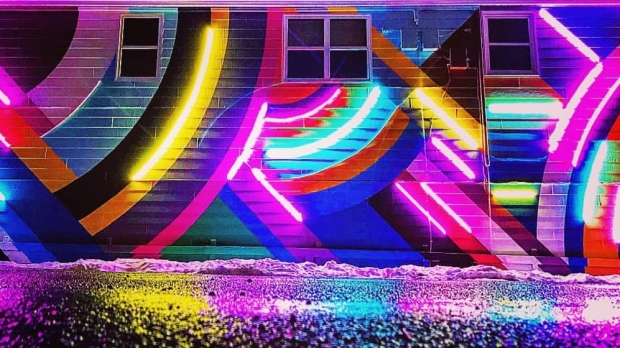 neon mural in Dartmouth