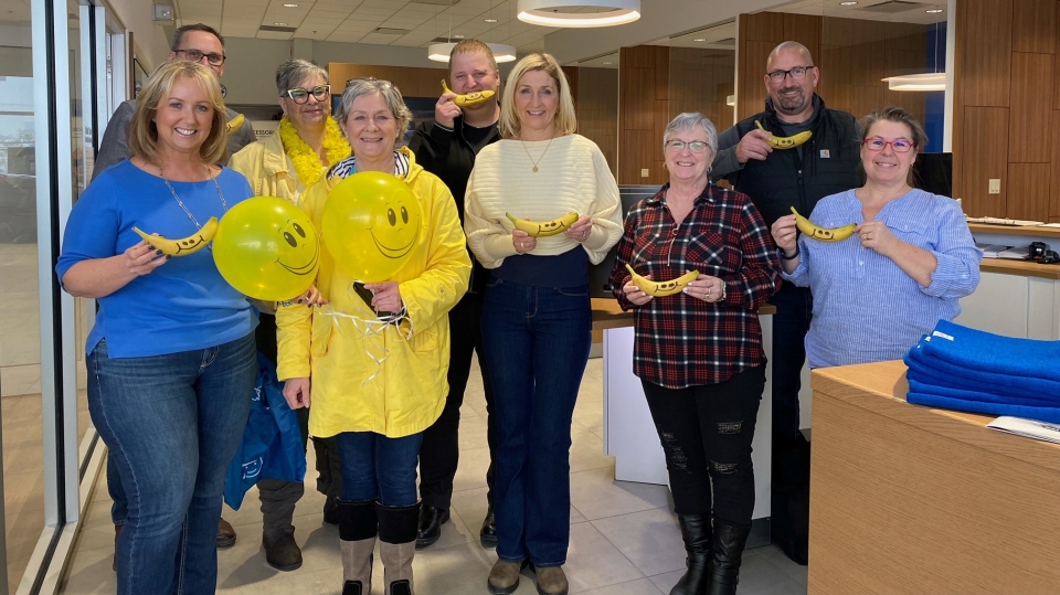 Towne Ford group with smiley bananas
